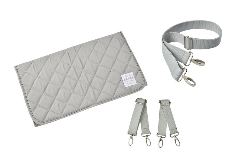 Kit de accesorios - Bolsa grey : colchón extraíble, clips para cochecito, correa de hombro extraíble